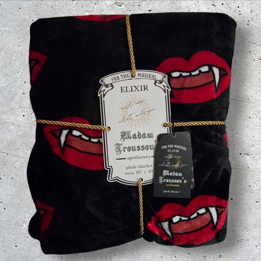 Madam Troussou's Twin Plush Blanket Vampire Mouth With Fangs